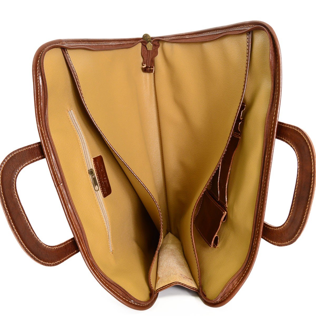 Portadocumenti A4 In Vera Pelle 3 Scomparti Colore Cognac - Pelletteria Toscana Made In Italy - Business