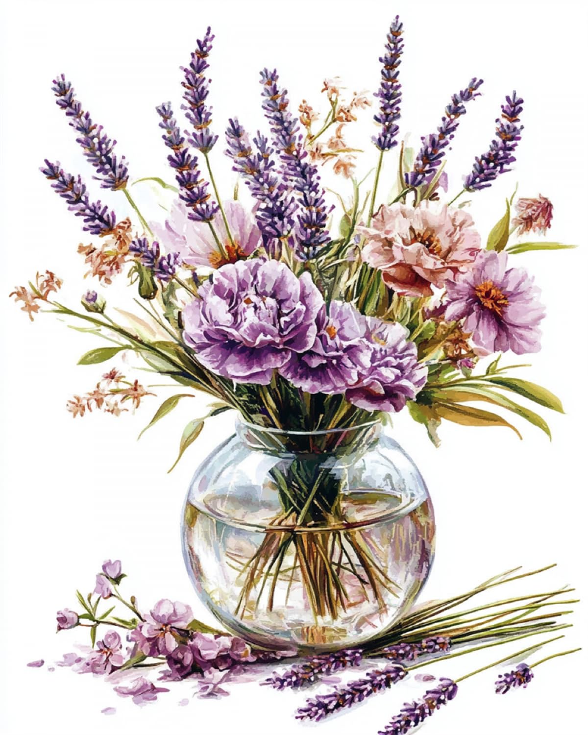 RKFLGEW 14CT Punto Cruz Kit Flores De Lavanda En Un Jarrón. Kit De Inicio De Punto De Cruz Para Adultos Kits De Punto De Cruz Diy Patrones De Bordado Decoración Del Hogar 80x100cm