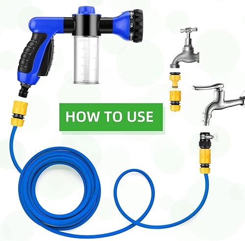 Miniatura 2 de Juego de 6 herramientas de baño para mascotas, incluye boquilla de manguera de chorro de cachorro, dispensador de jabón con conectores y cepillo de