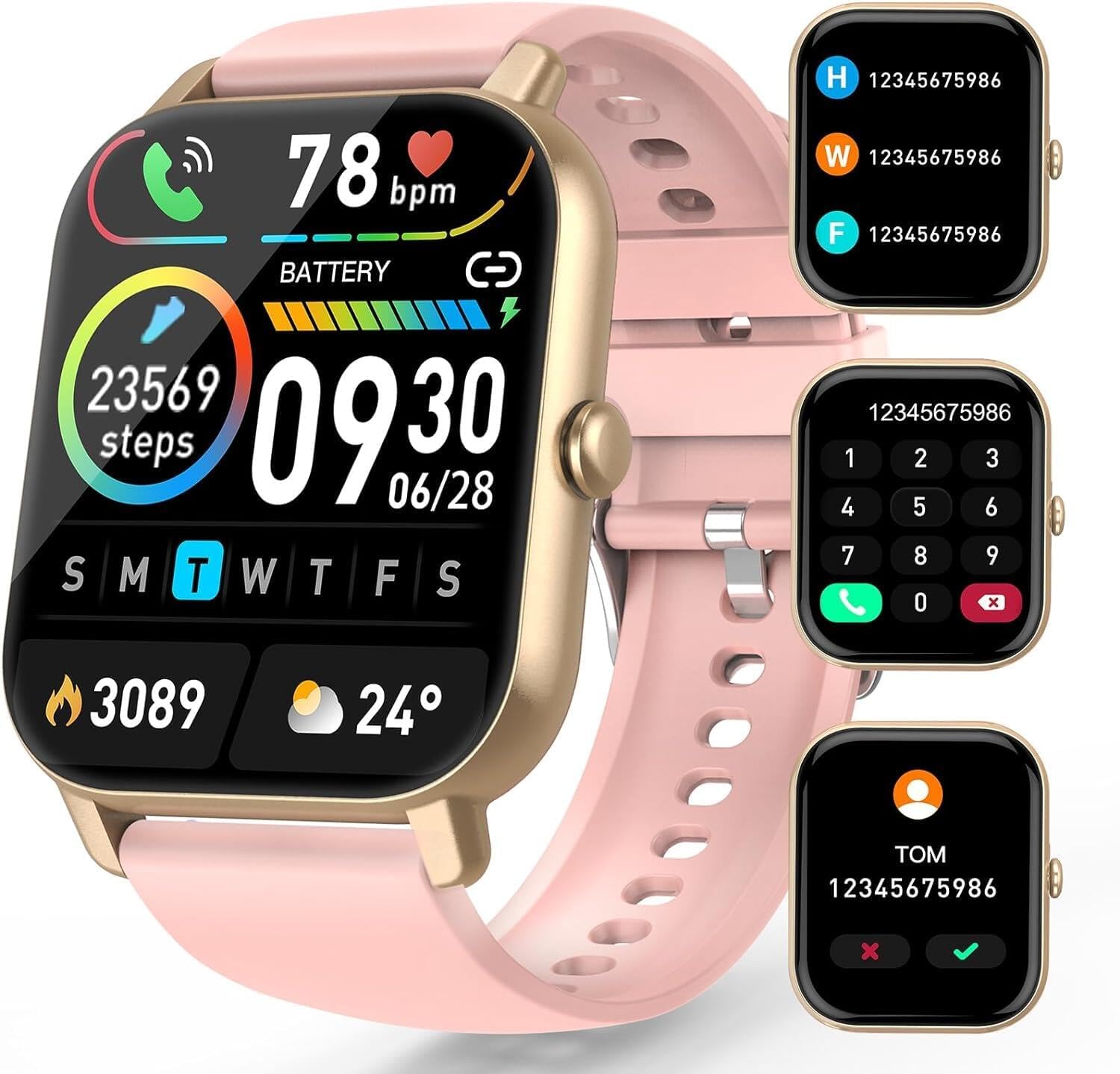 Ddidbi P66D2 Smart Watch with various display screens showing heart rate, steps, and call options.