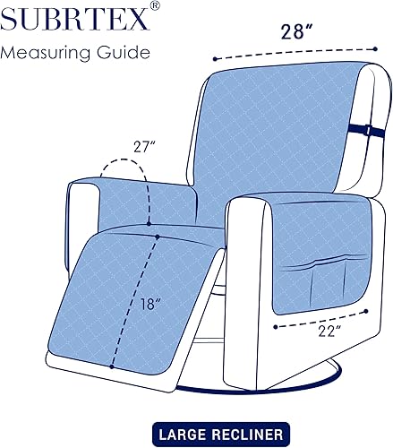 Miniatura 2 de subrtex Funda para silla reclinable grande, ancho del asiento de 28 pulgadas, reversible, lavable, con correas elásticas ajustables para niños y