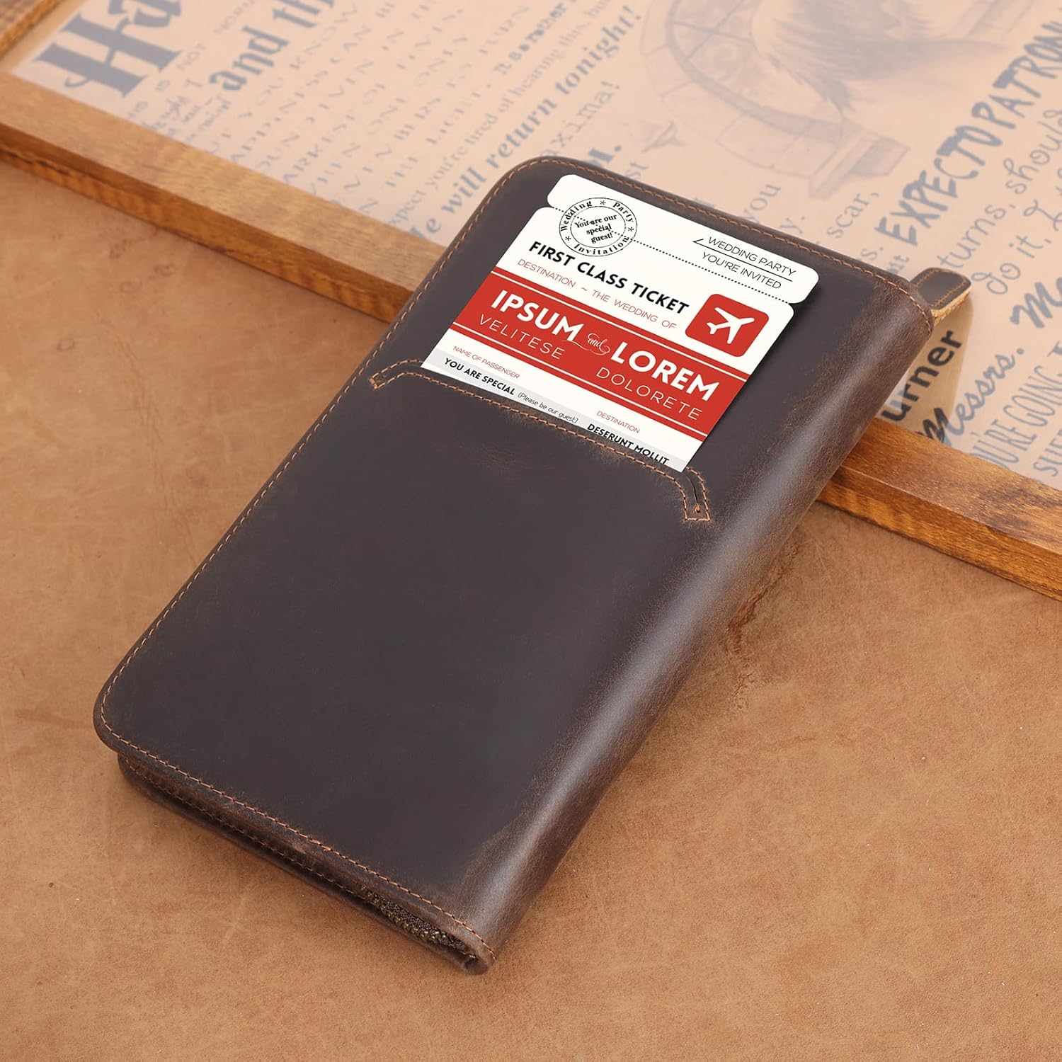 Polare Full Grain Leather Passport Holder Cover Case for Men RFID Blocking Travel Wallet Holds 4 Passports (Dark Brown with AirTag Slot) - Image 3