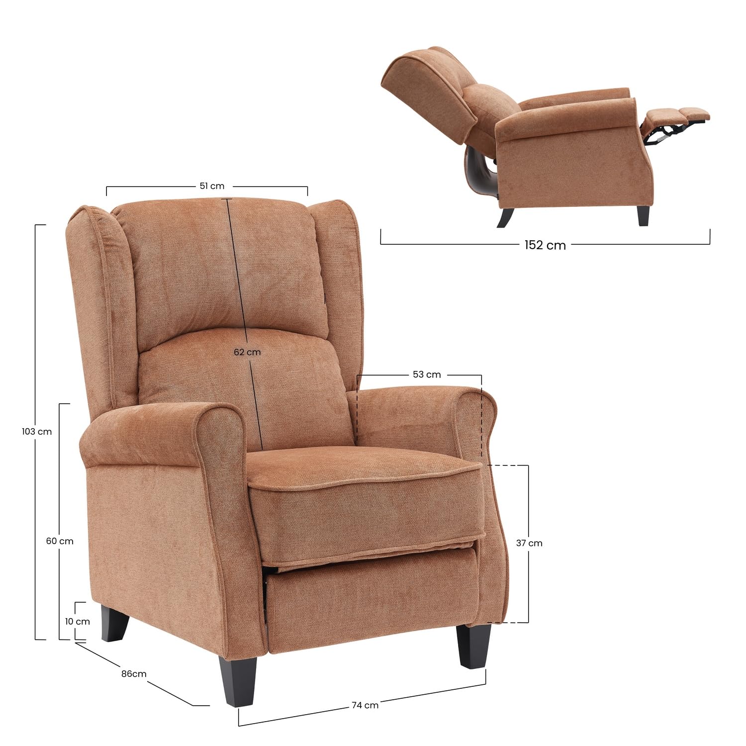 Poltrona Relax Poltrona Letto WeHome Tessuto Cedro Trasformabile