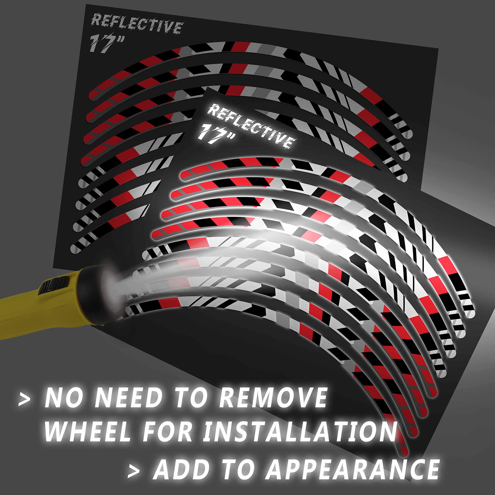 Amazon.com: MC MOTOPARTS Red Reflective Wheel Stripes Sticker SH28