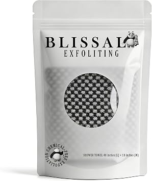 Exfoliating Shower Towel   Gentle on Sensitive Skin, Machine Washable, Effective Exfoliation for Soft & Smooth Skin Black