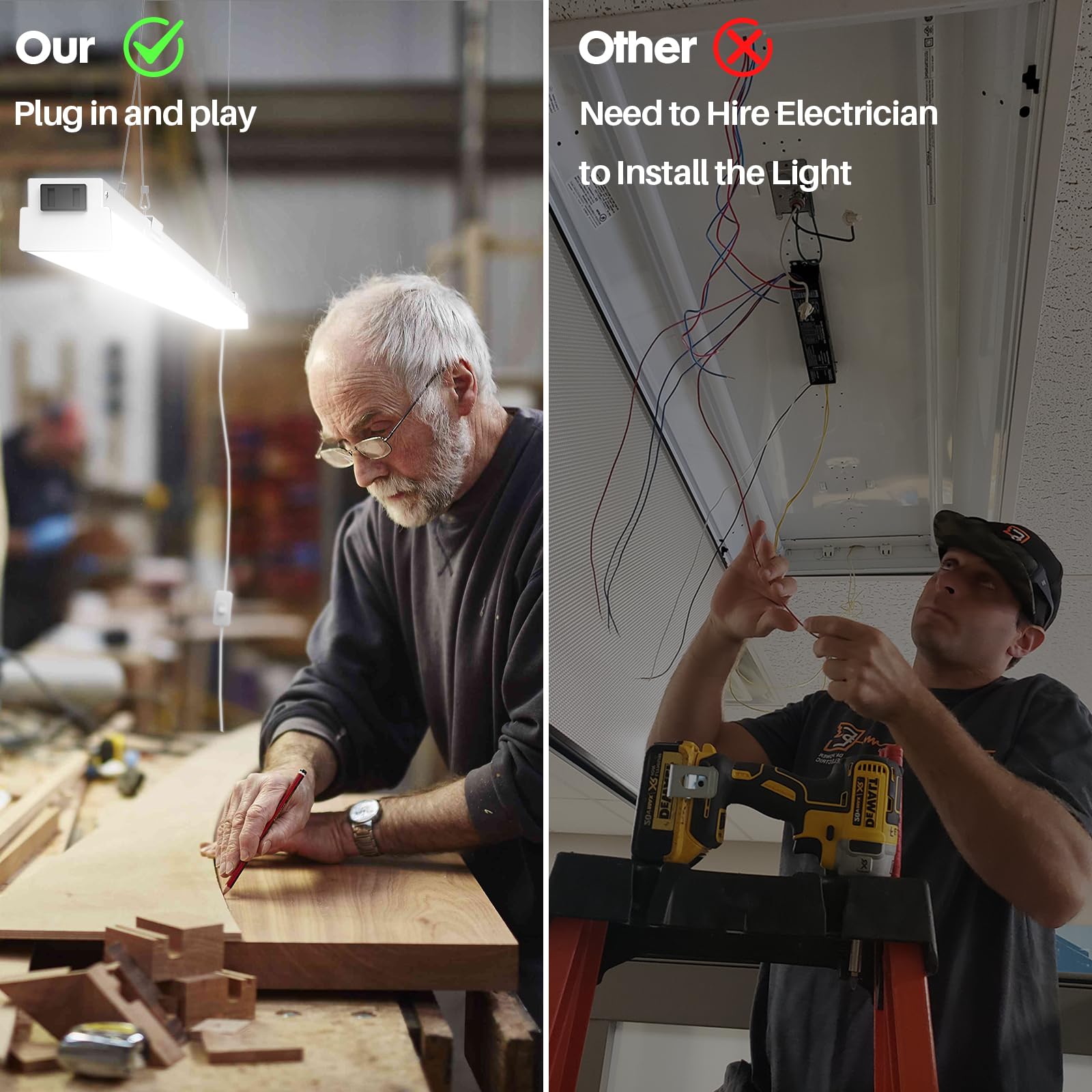 TychoLite 4FT LED Shop Light Linkable, 50W 5500lm, 5000K Daylight White ...