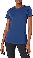 Vista 46 de Yaxa Essentials Camiseta de manga corta con cuello redondo para mujer, de secado rápido, para entrenamiento, gimnasio, paquete múltiple Tinte