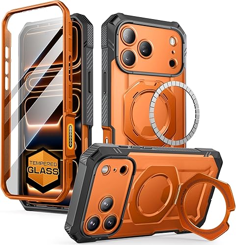SUPCASE Funda para iPhone 17 Pro Max (UBGrip Pro), protector de pantalla de vidrio templado integrado y soporte cubierta de control de cámara