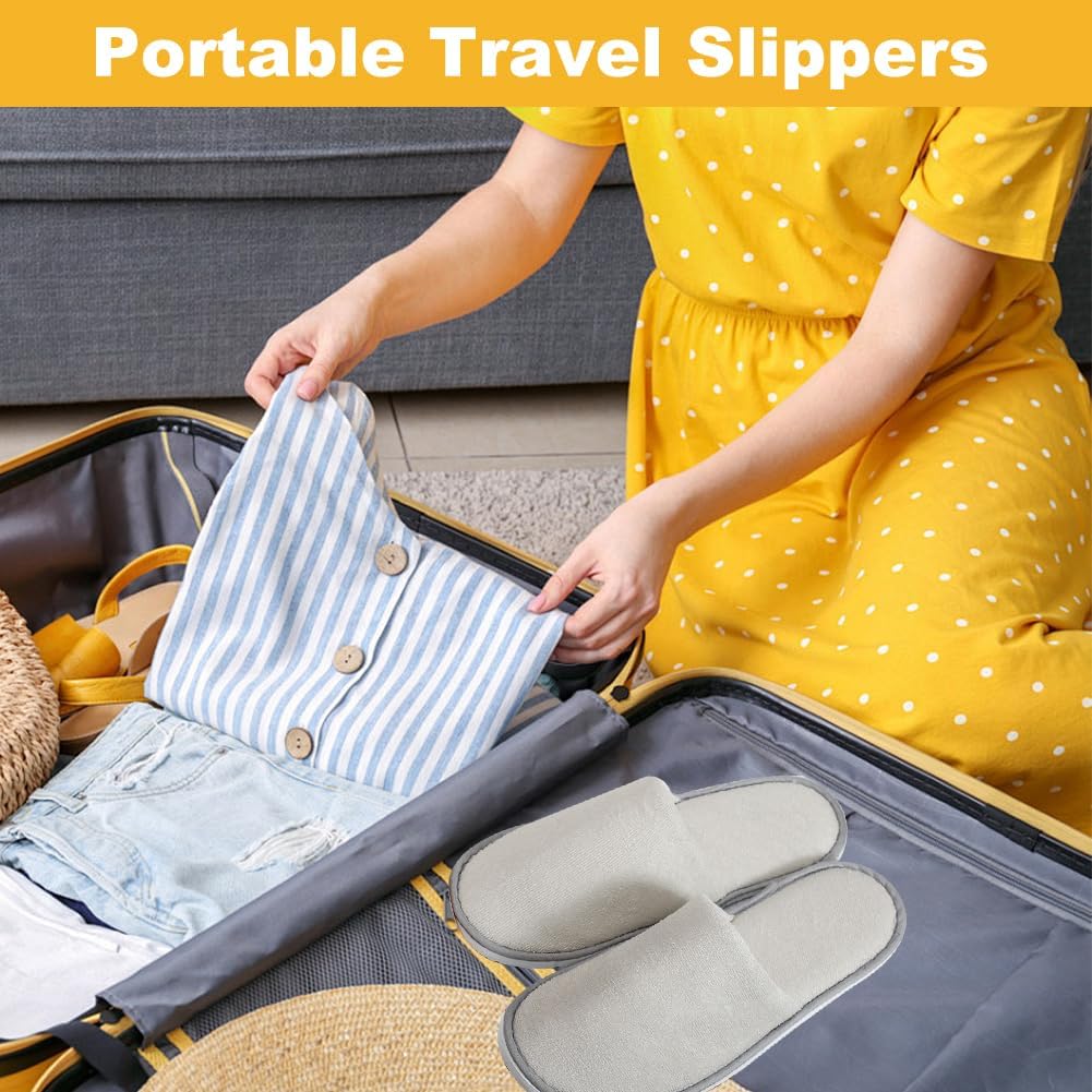 Cosysparks Portable Travel Slippers, Non-Disposable Hotel Slippers Reusable Spa Flight Anti-Slip Indoor House 6 7112DAVWkjL. AC SL1001