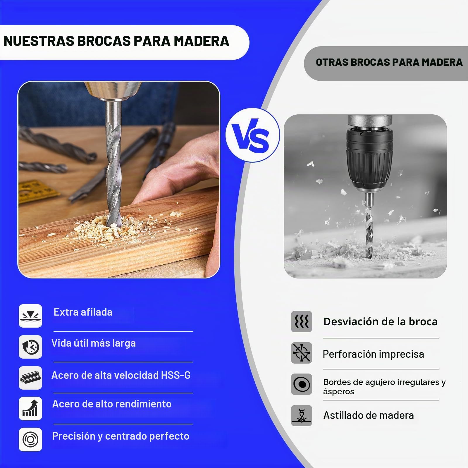 25 Piezas Brocas de Taladro para Madera 1-13 mm, Juego Completo HSS Helicoidal para Madera, Goma, Poliuretano, Plástico, Juego de Brocas con Estuche, Ángulo de Punta 135°