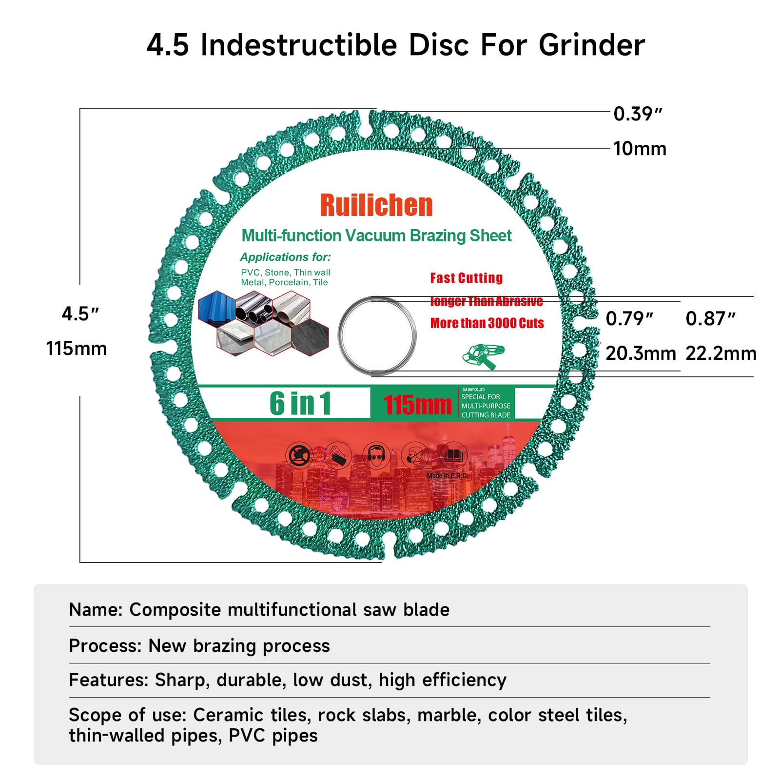 Diamond Cutting Discs - 3 Pack for Angle Grinders -2
