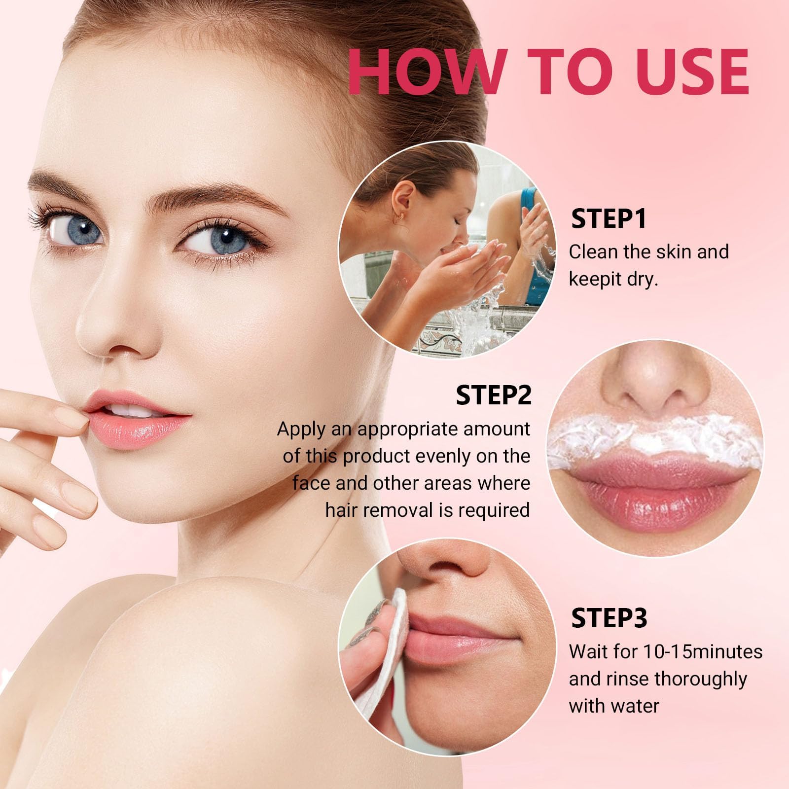 Crema Depilatoria Facial Mujer 50g Crema Depilatoria del Labio Superior Depilación Suave Sin Irritación Adecuado para Labio Superior, Mejillas, Mentón y Manos — view 6