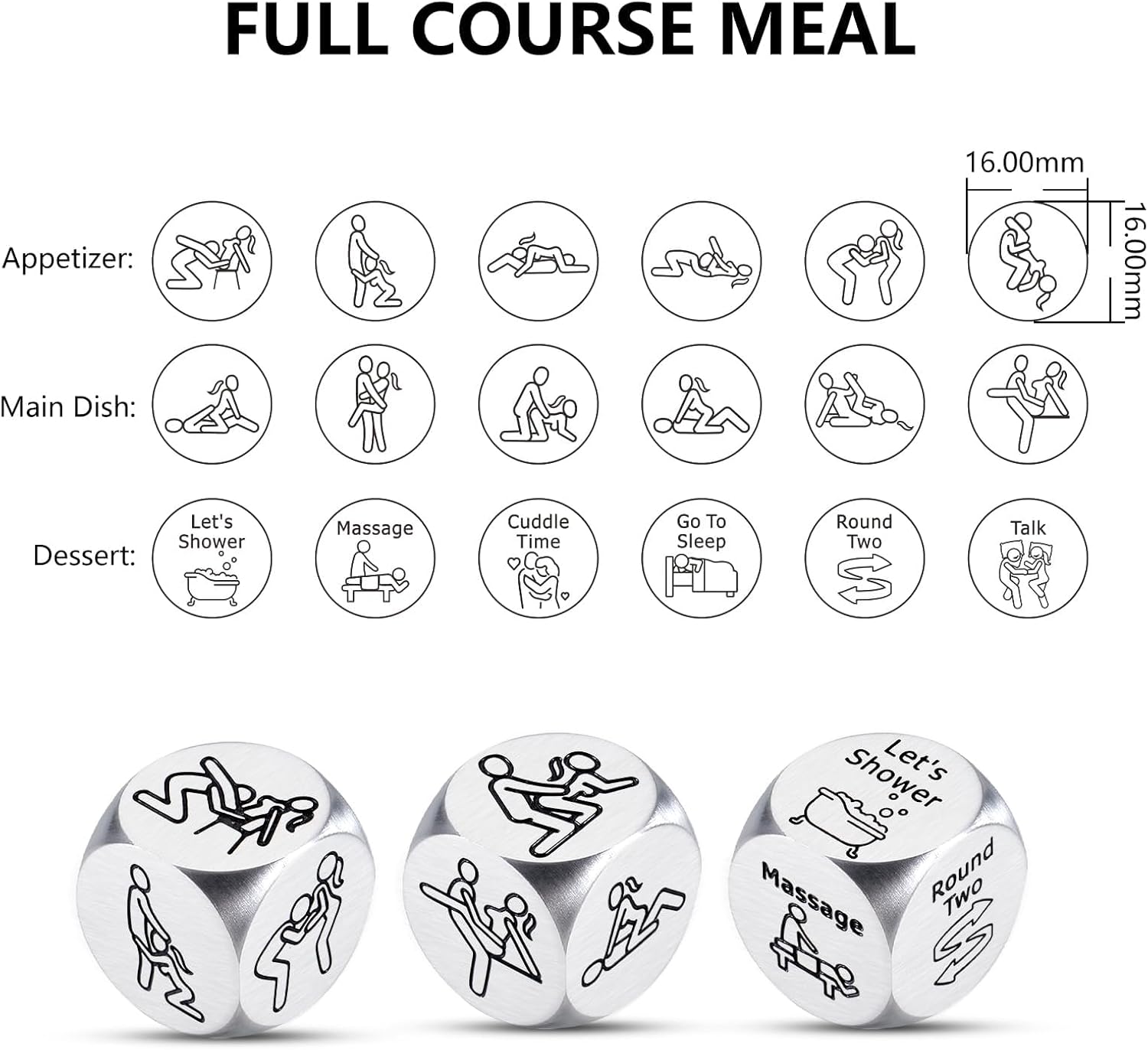 Sex Dice Adult Sex Toys Couples Games Date Night Dice Ideas Gifts for Boyfriend Girlfriend Romantic Gifts for Husband Wife Birthday Anniversary Steel Gift for Men Women Stocking Stuffer Valentines Day