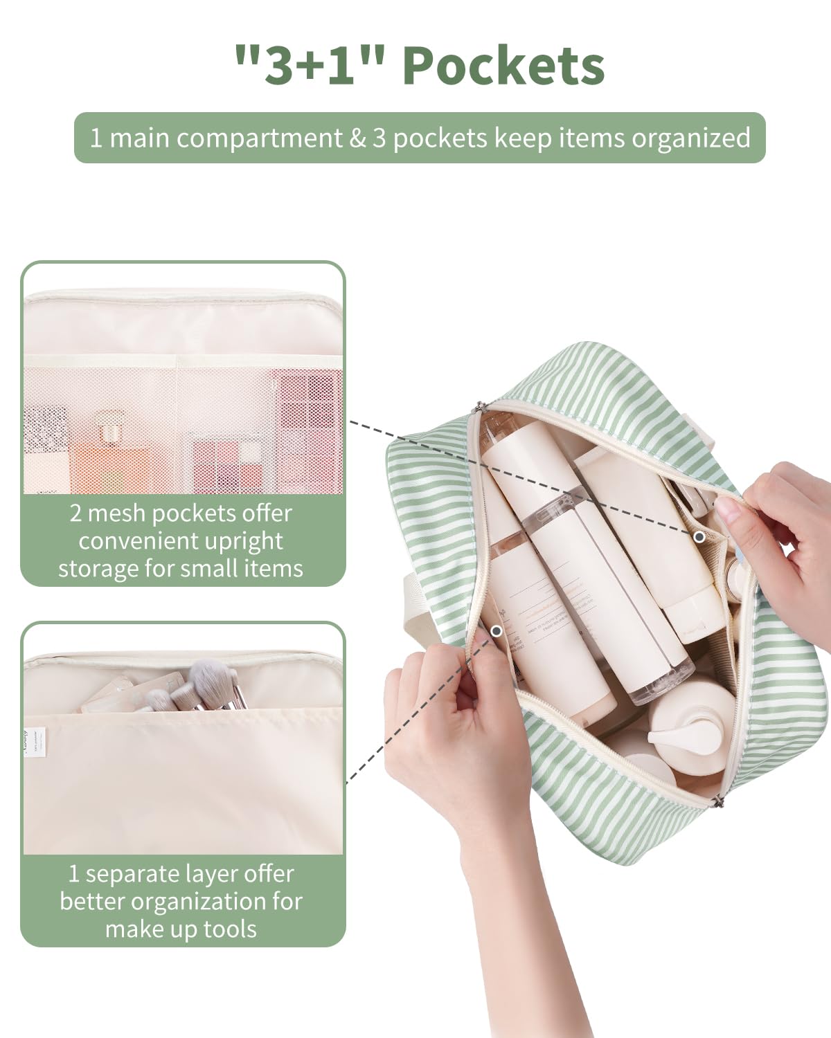 Narwey Toiletry Bag, Large Toiletry Bags for Women, Full Size Wash Bag Women, Large Makeup Bag with Handles, Portable Toiletries Bag for Travel, Make up Cosmetic Organizer for Essentials - 2