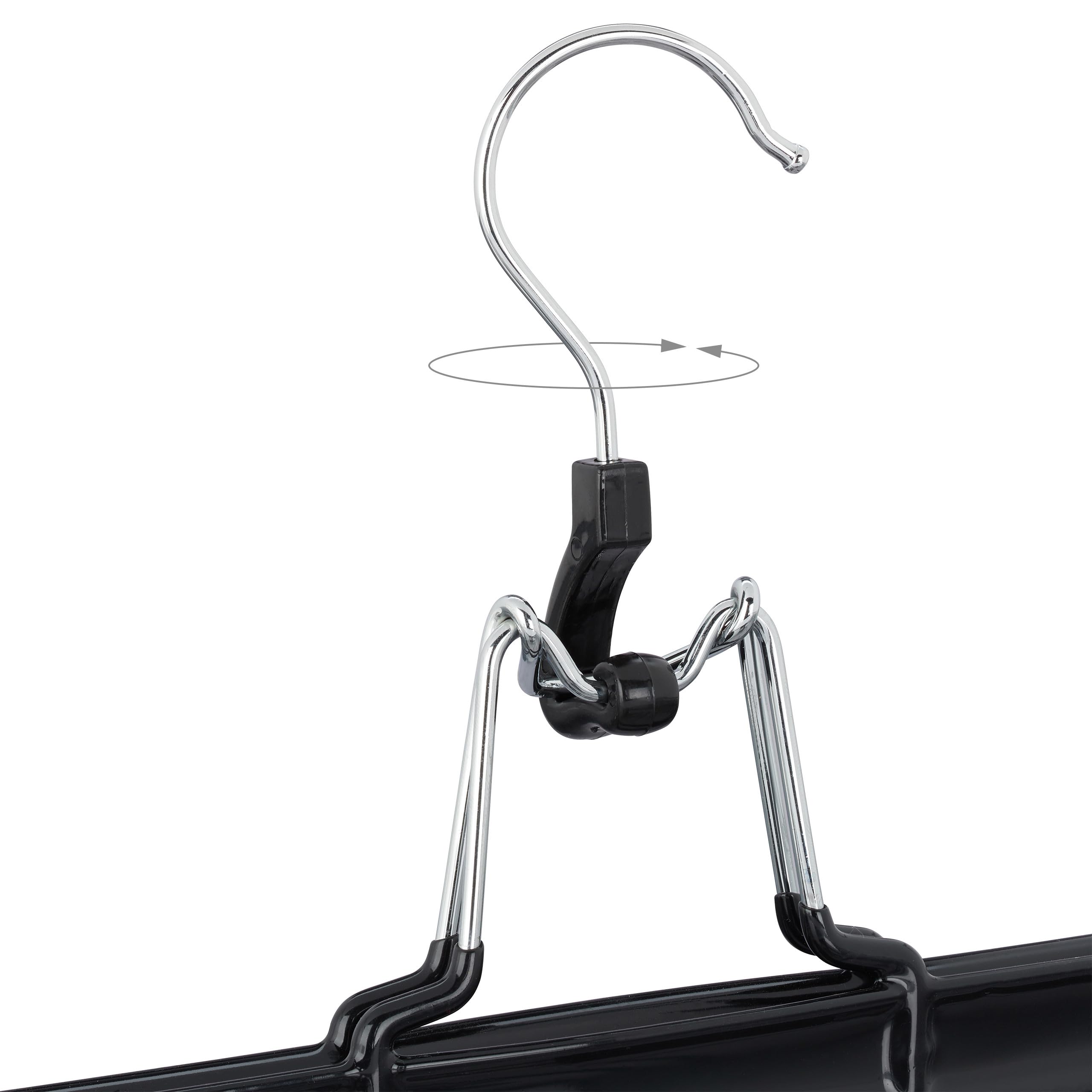 Relaxdays Set 20 Grucce per Pantaloni e Gonne, Ganci Girevoli a 360°, Morsetti Gommati, Stampelle, 26 cm, Metallo, Nero