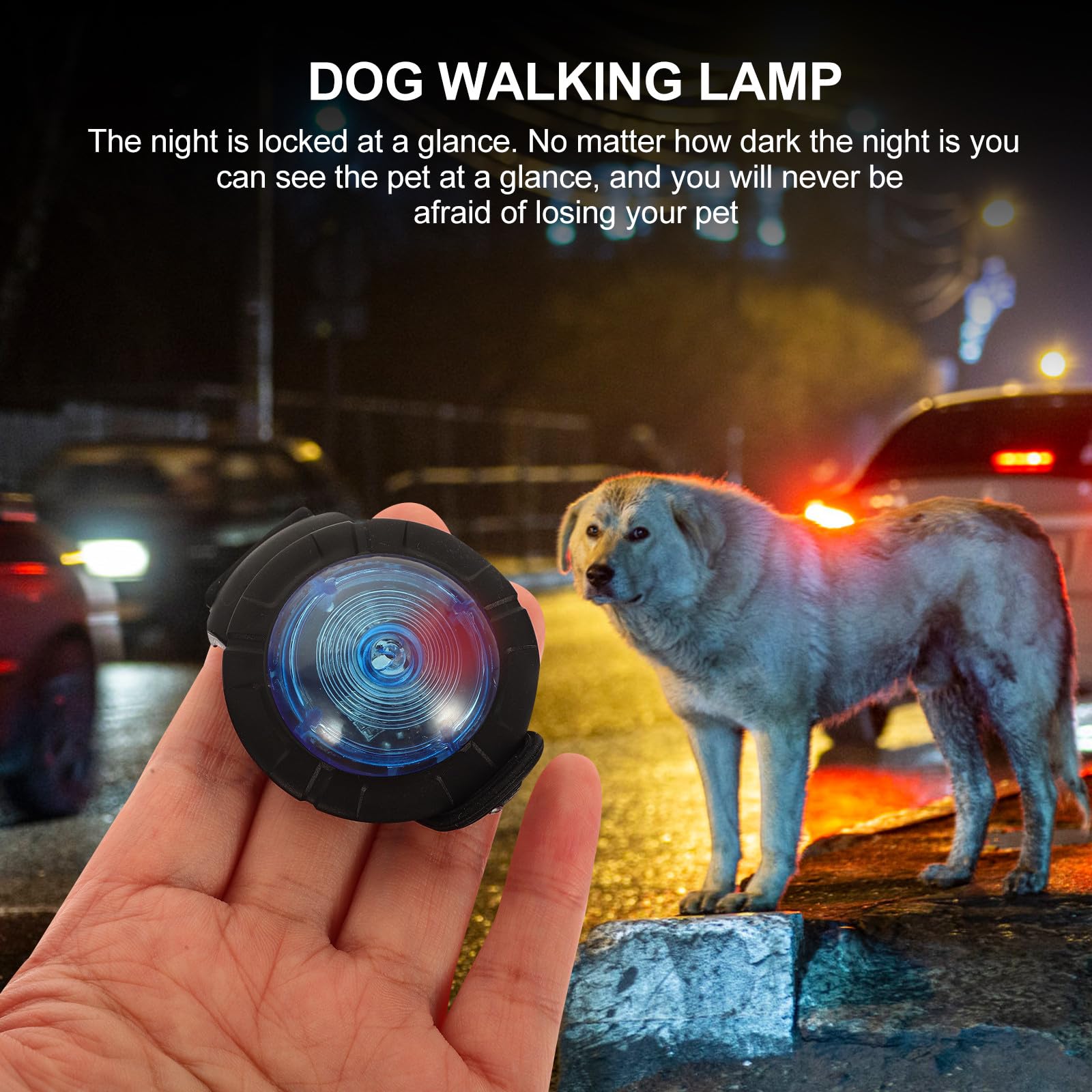 GARVALON Luce Portatile Ricaricabile per Cani Collare in Plastica Ipx8, per Passeggiate Notturne e Sicurezza del Tuo Cucciolo