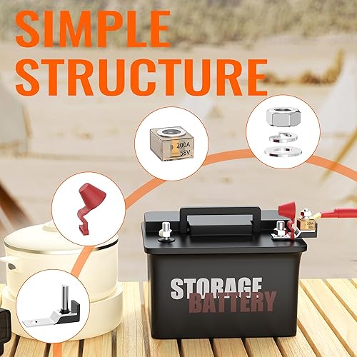 Miniatura 5 de Joinfworld Kit de bloque de fusibles de terminal de batería 200A 58V Mrbf Bloque de fusibles con un solo perno de 516 pulgadas (M8) Fusible de