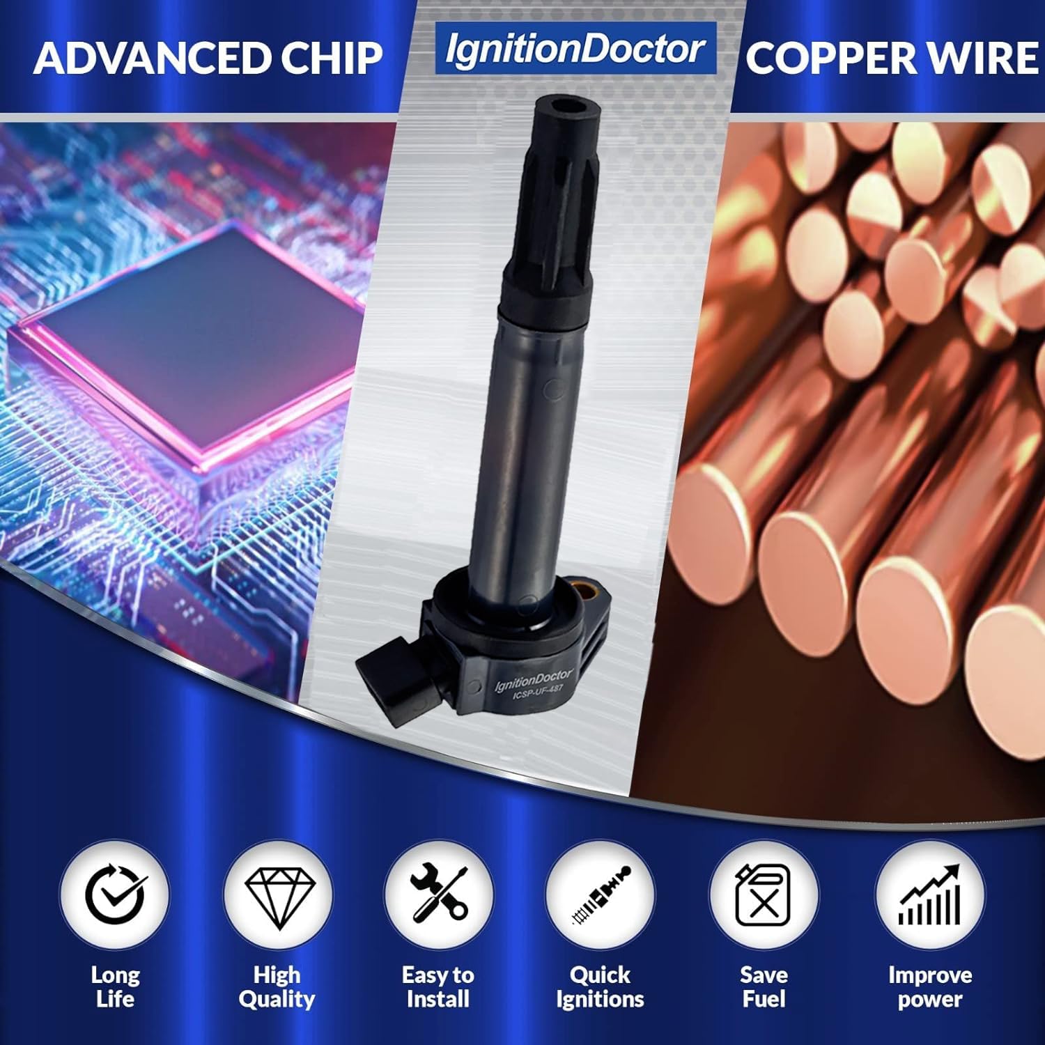 Amazon | IgnitionDoctor イリジウムスパークプラグとコイルパック 6個