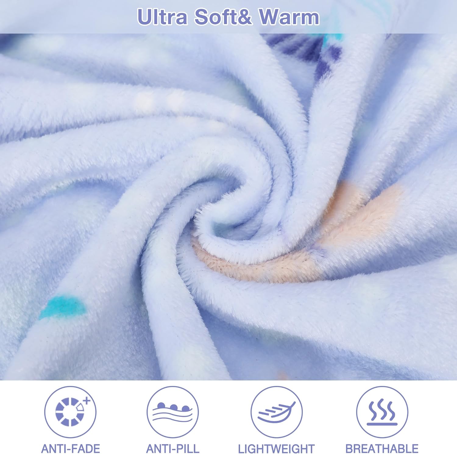 Viviland Wearable Fleece Blanket Hoodie, Blanket Hoodie for Kids with Sleeves & Foot Pocket, 47" X 47" Lightweight Soft Like Flannel, Light Purple Butterfly Pattern - Image 5