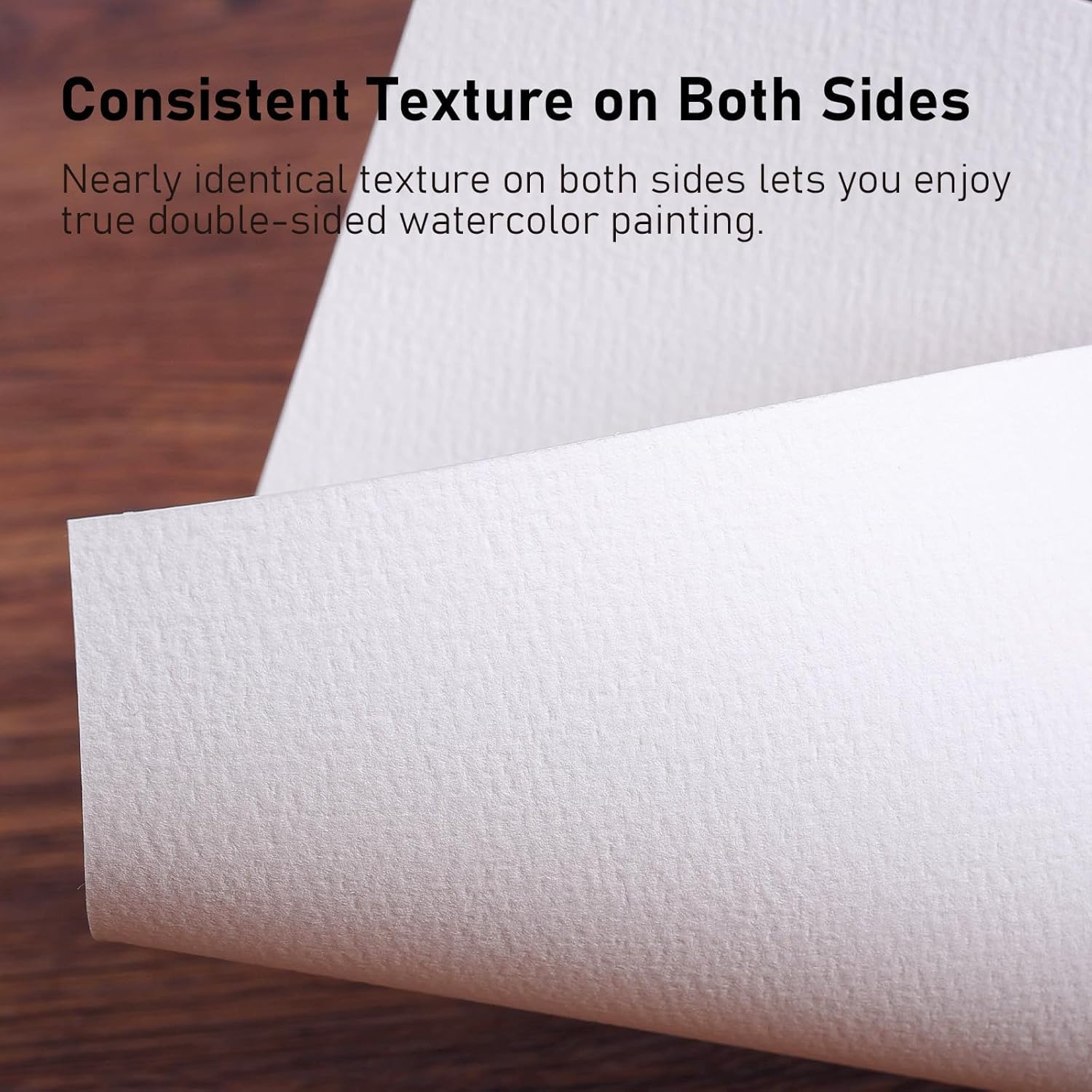 Watercolor Sketchbook A5 (8.3" x 5.8"), 24 Sheets 100% Cotton Hot Press 300GSM 140LB, Refillable Paper with Dual-Sided Consistent Texture, for Watercolor, Gouache, Acrylic & Mixed Media