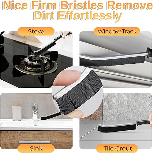 Miniatura 3 de Cepillo de limpieza de hendiduras de cerdas duras, 4 + 1 cepillo multifuncional de limpieza de huecos para limpiar espacios estrechos, cepillo de