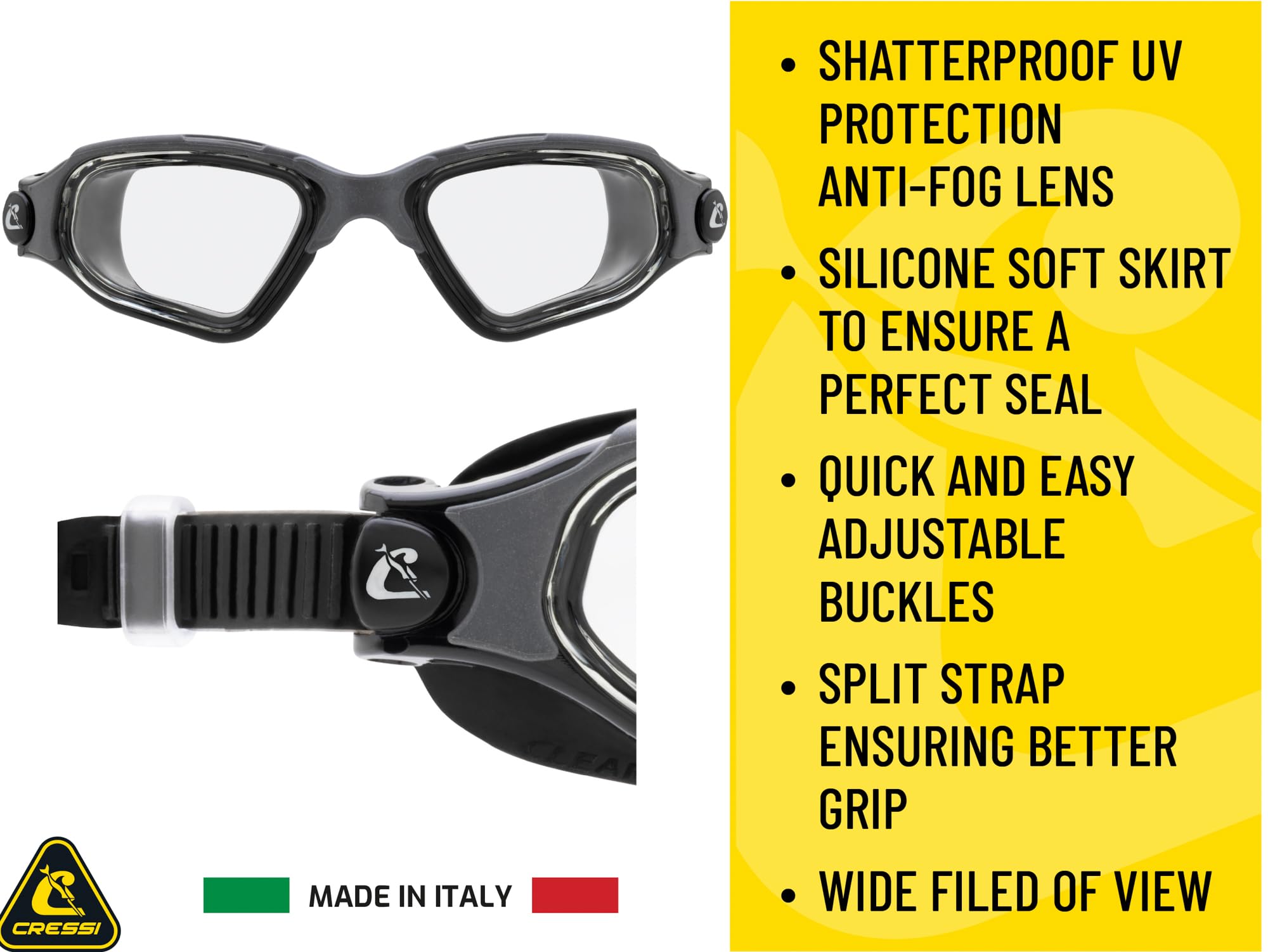 CRESSI Clear Eyes Goggles White/Aquamarine – Unisex Pure Silicone Swimming Goggles With Molecular Anti Fog Lens Treatment, White/Acquamarine Clear Lens, One Size - View #6