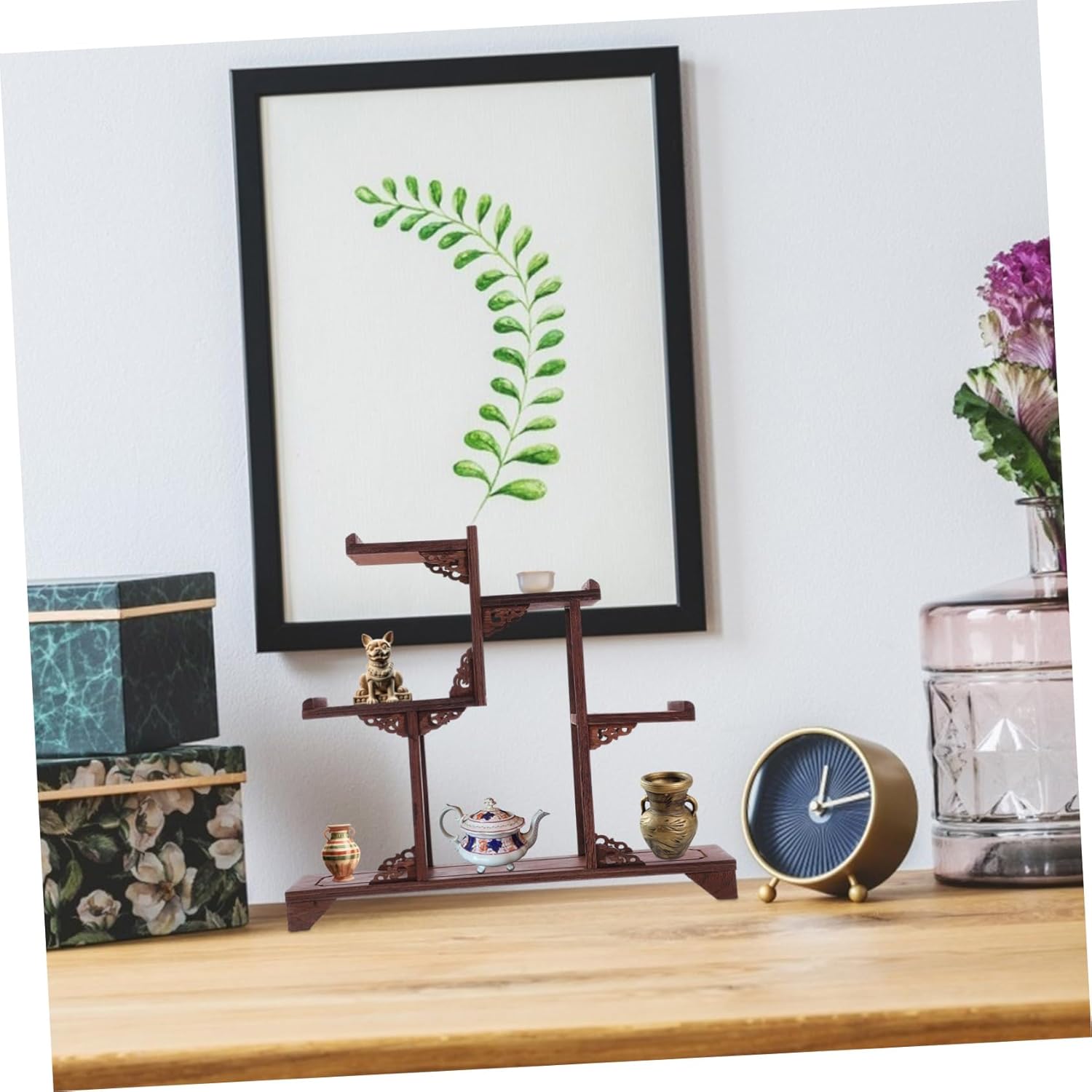 Wood Display Stand Plant Stand Indoor Curio Showcase Antique Shelf Design