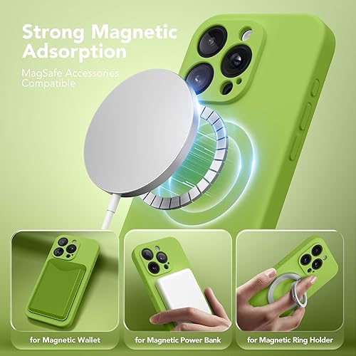 Miniatura 2 de Funda magnética para iPhone 15 Pro, compatible con MagSafe, protección completa de la cámara 2 protectores de pantalla funda protectora de silicona