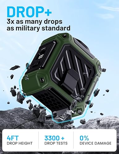 Miniatura 6 de Ventilador de cintura manos libres de 10000 mAh con clip para cinturón, 5 velocidades, enfriamiento de 40 horas y linterna incorporada, ventilador