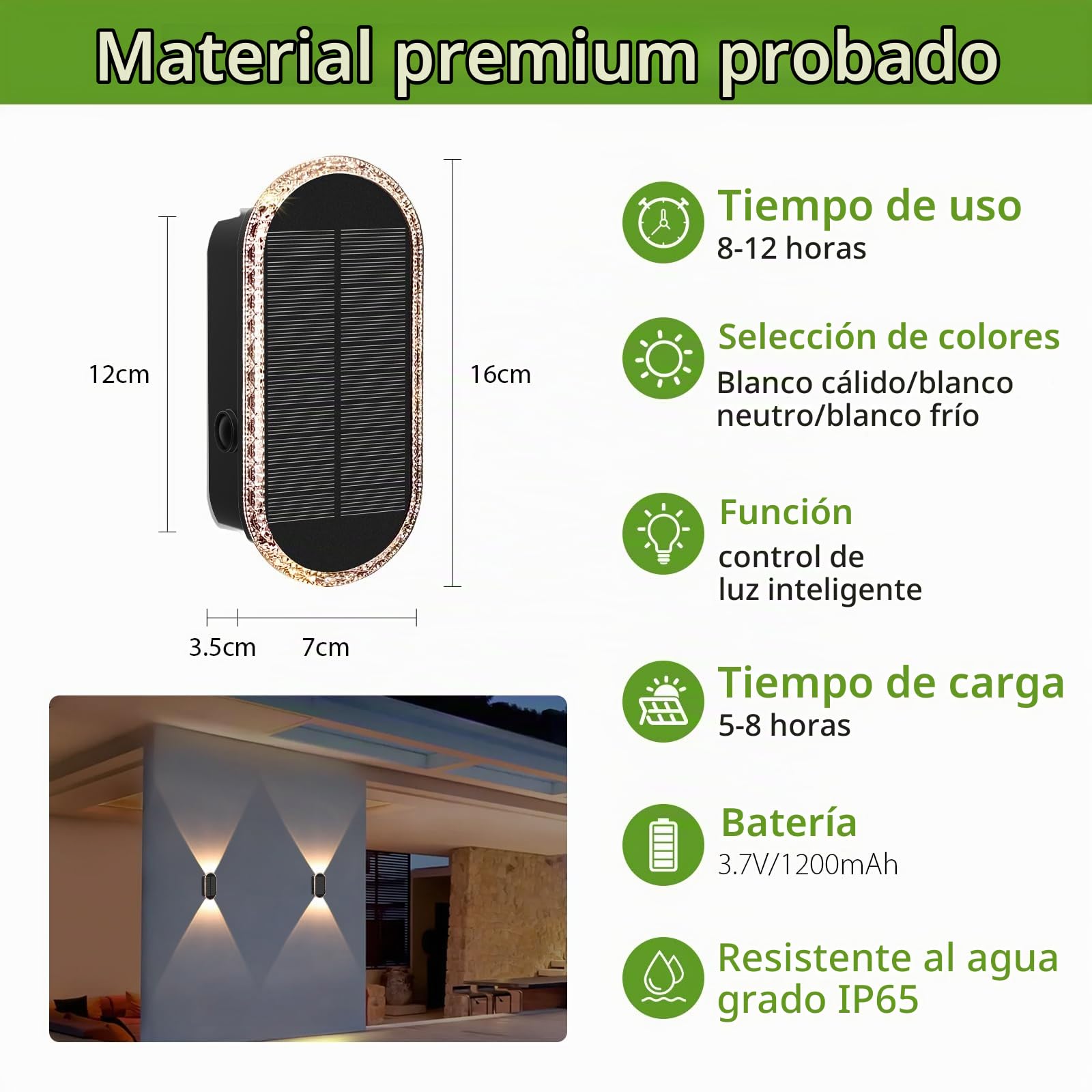A.bigwhale Aplique solar para exterior, lámparas solares 6 piezas luces led jardín iluminación, 3 colores a prueba de agua luz solar para valla pared patio jardín balcón