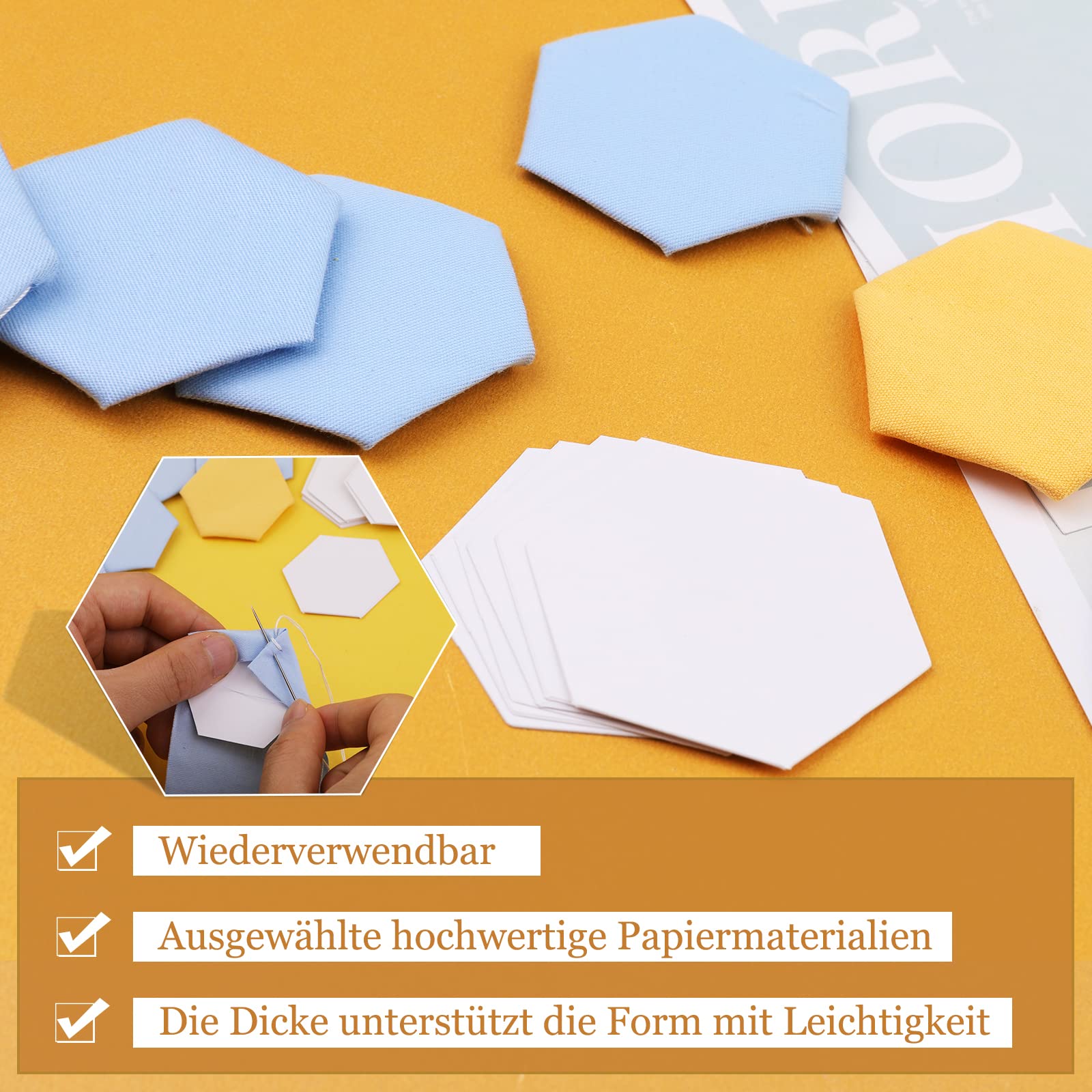 100 Stück Hexagon English Paper Piecing Schablonen, 1-Zoll Quilting Paper Vorlagen zum Patchwork DIY