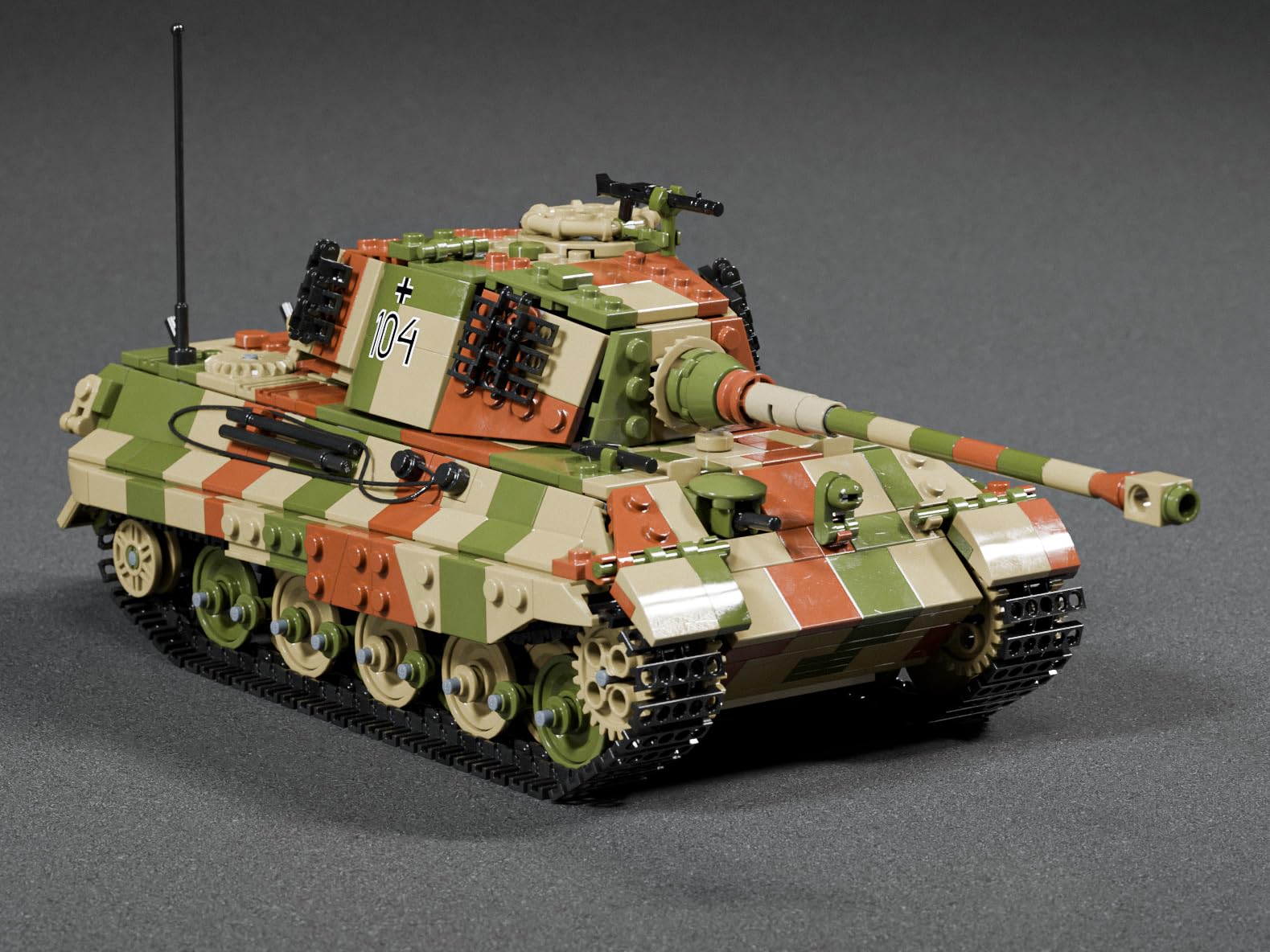 Buildarmy King Tiger II (Tiger II) WW2 Niemiecki Model Czołgu Wojskowego, Zestaw Klocków do Budowy w Kamuflażu, Kolekcjonerskie Klocki do Budowy Armii dla Dorosłych, 1145 sztuk Model do Prezentu i
