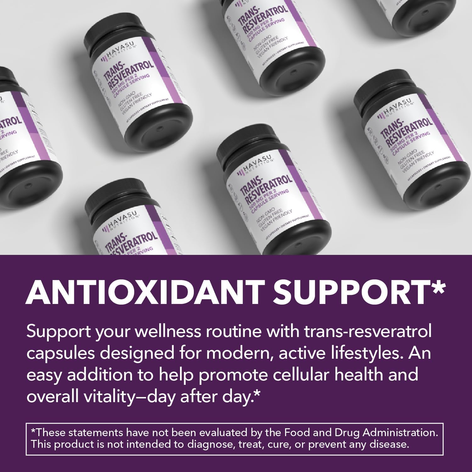 Resveratrol 500mg - Trans-Resveratrol Supplement from Japanese Knotweed Root - Vegan, Non-GMO, Gluten Free - 60 Capsules - Supports Longevity, Cellular Health, and Vitality - 30 Servings