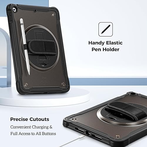 Miniatura 3 de ProCase Funda resistente para iPad de 987 generación de 10.2 pulgadas 202120202019, resistente a prueba de golpes, con correa de mano, soporte