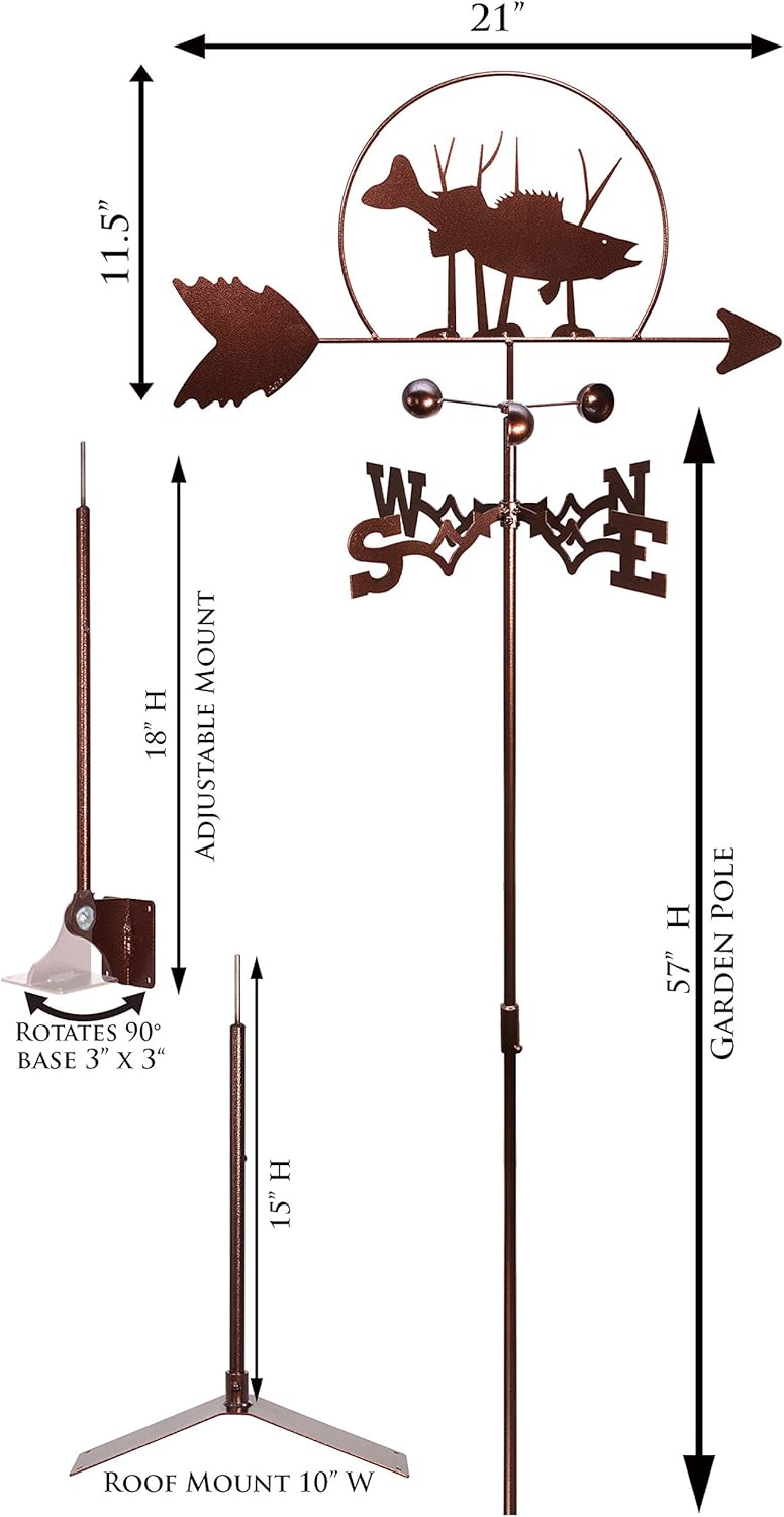 SWEN Products Fish Walleye Weathervane Interchangeable Top Arrow Only