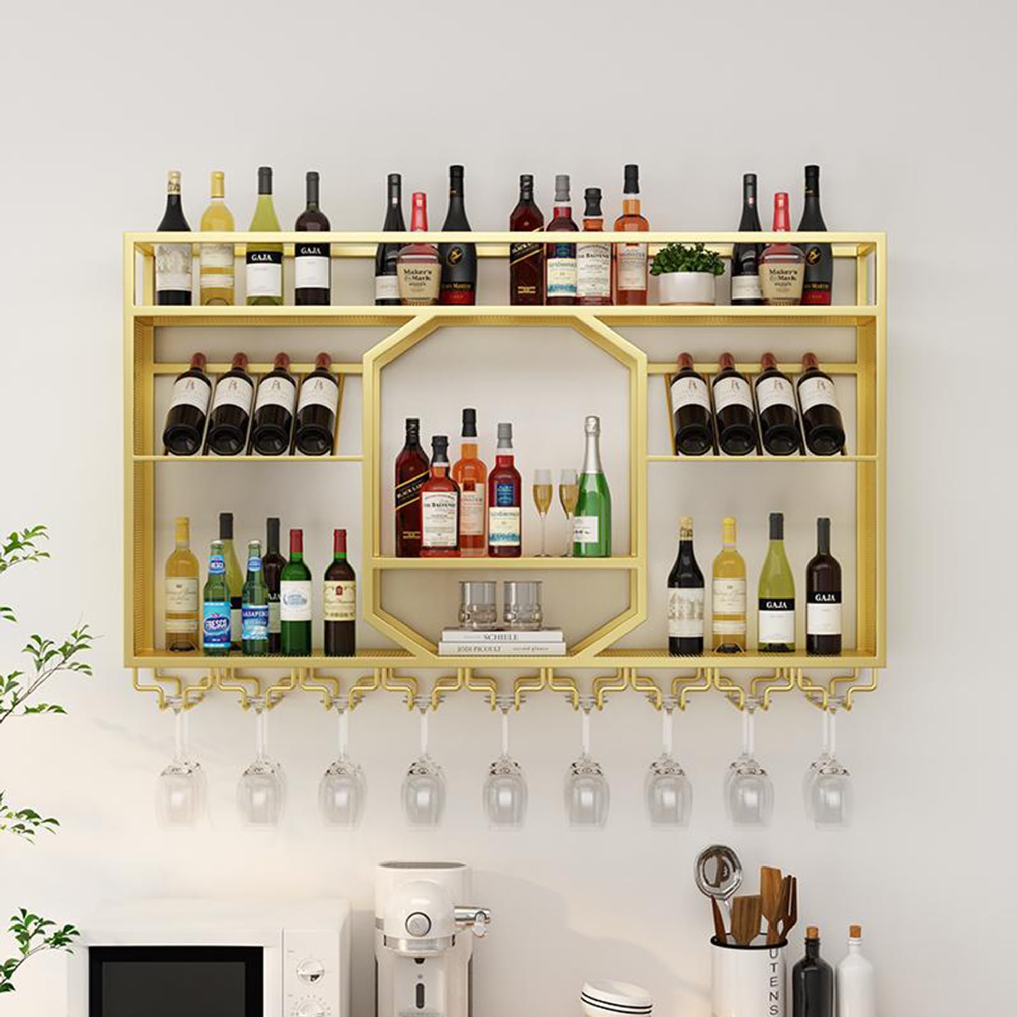 Casier à vin mural en métal pour libérer l'espace du comptoir de votre cuisine