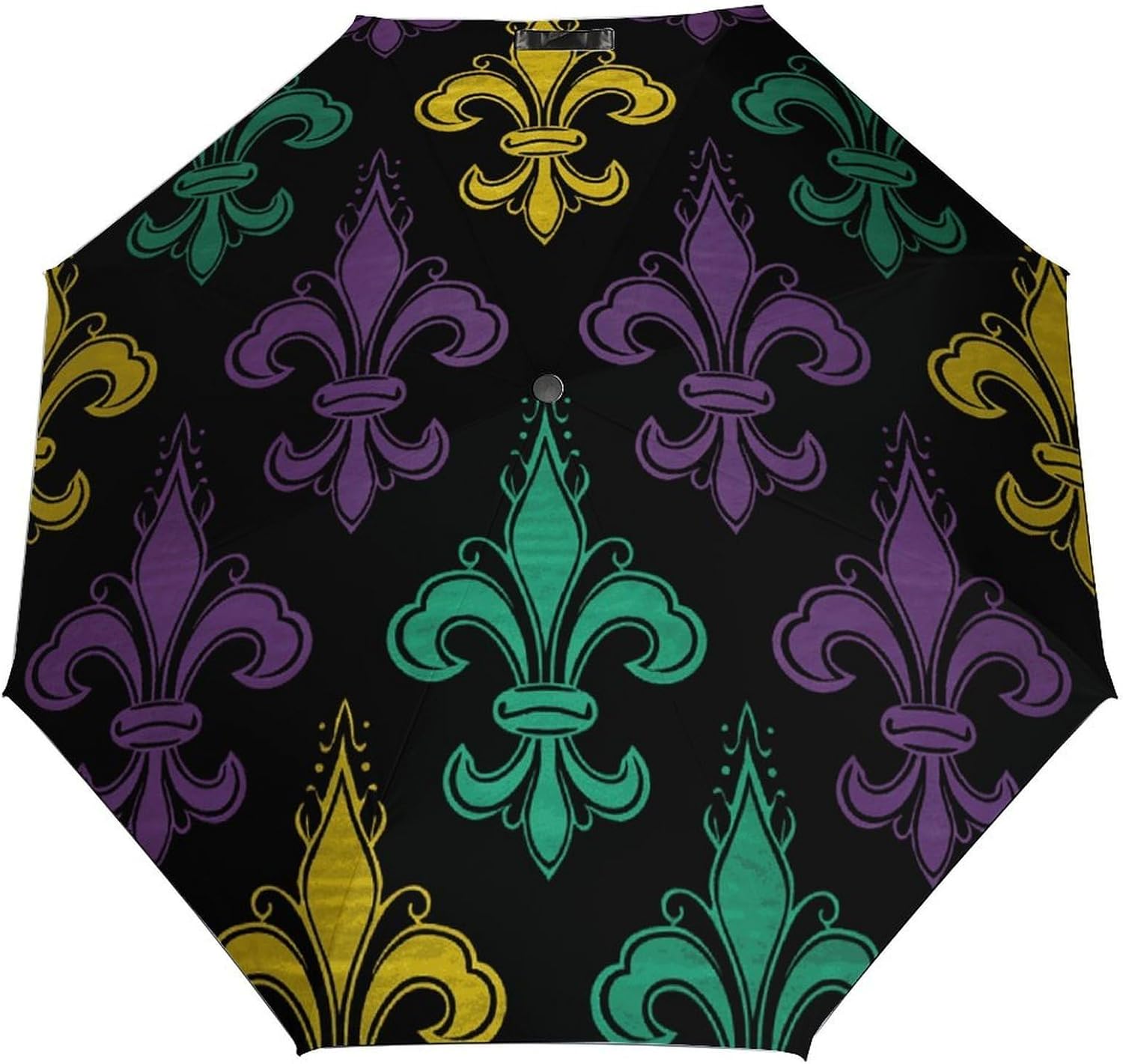 Folding Small Sun Umbrella 3D Fleur De Lis Mardi Gras Windproof Travel Umbrella Lightweight Small And Compact Suit for Pocket