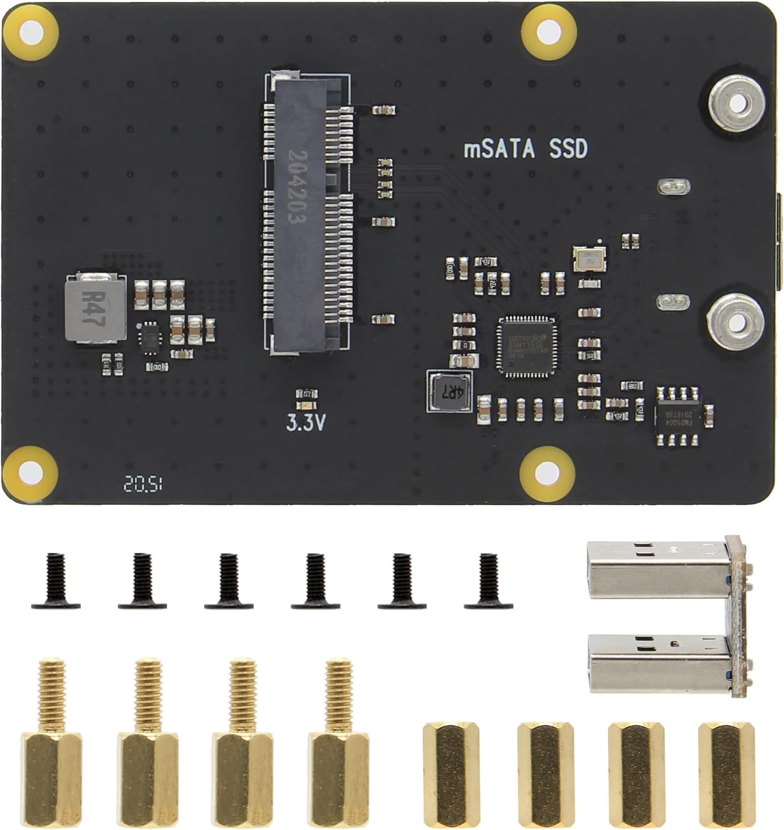 Geekworm for Raspberry Pi 4 mSATA SSD Adapter X857 V2.0, mSATA SSD Expansion Board USB3.0 Module Compatible with Raspberry Pi 4 Model B UASP Supported ONLY