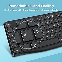 Vista 5 de Lovaky MK98 Teclado inalámbrico, ergonómico 2.4G, teclado de computadora, luz indicadora ampliada, teclado de PC de tamaño completo con teclado Negro