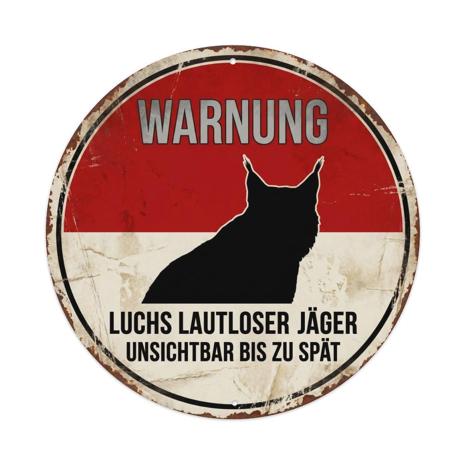 Retro Lynx Silent Hunter Vintage Metal Tin Sign Plaque Wall Decor for Cafe, Club, Garden Round Metal Poster 8x8Inch