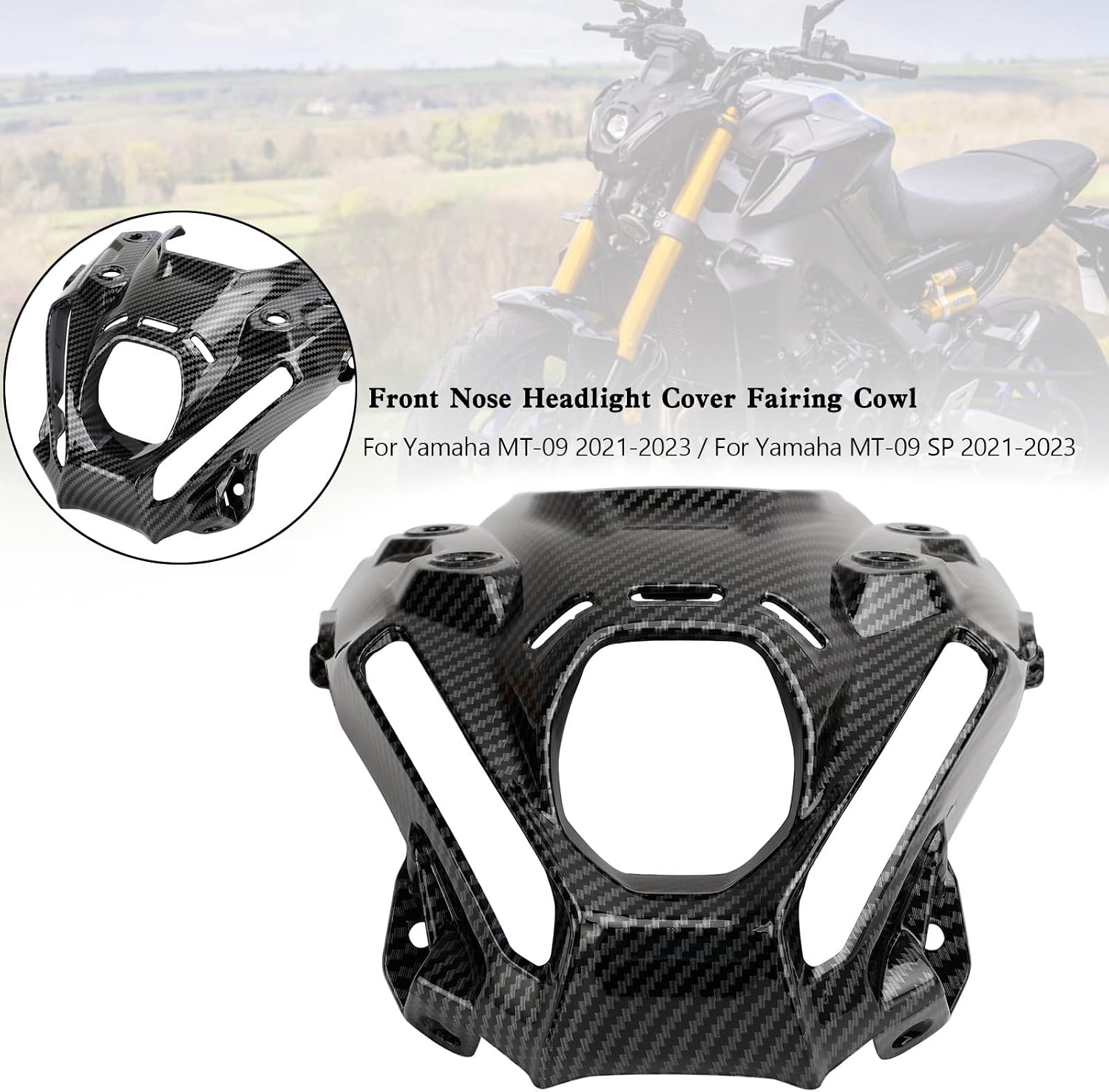 Front Nose Headlight Cover Fairing Cowl fit for Yamaha MT-09 MT09 2021-2023, for Yamaha MT-09 MT09 SP 2021-2023