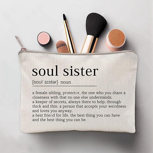 Miniatura 4 de Soul Sister Definition Birthday Gift For Her Soul Sister Gift Bestie Gift Linen Style Make up Bag Birthday Gift for Mum Friends Sister Aunt