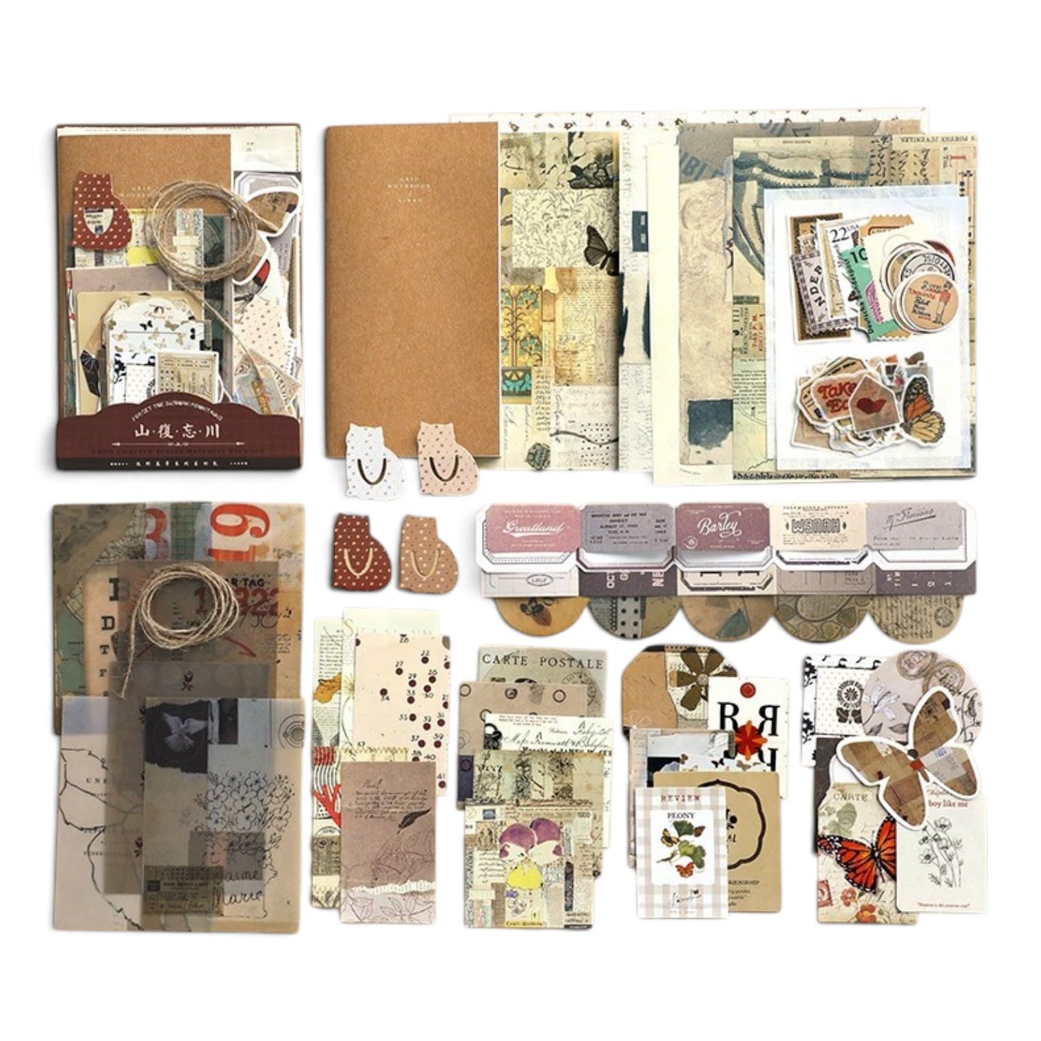 WEMOL DIY 86 Pcs Vintage Aesthetic Scrapbooking Supplies Stickers
