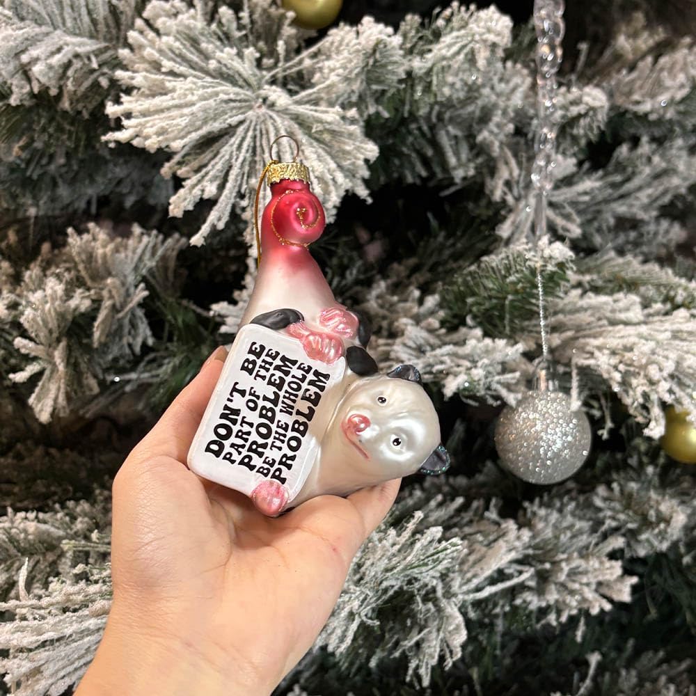 Funny Emotional Support Ornament, Opossum Possum Glass Blown Christmas Ornament, Don't Be Part of The Problem, Be The Whole Problem, Chaos Gift - Image 3
