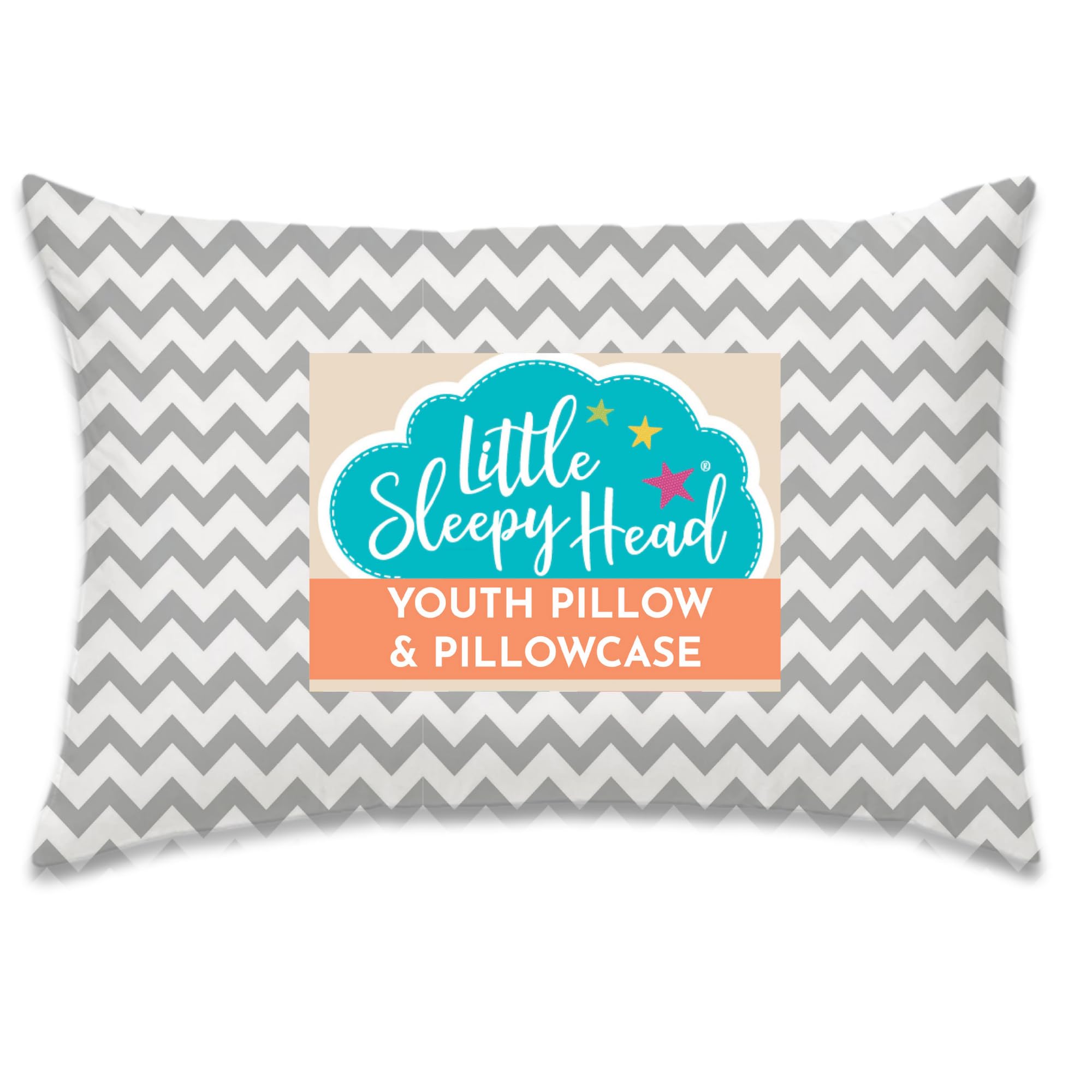 Little Sleepy Head Youth Pillow with Pillowcase 16x22, Soft Jumbo Toddler Pillows, Hypoallergenic Pillow Case - Best Kids Pillows for Sleeping,