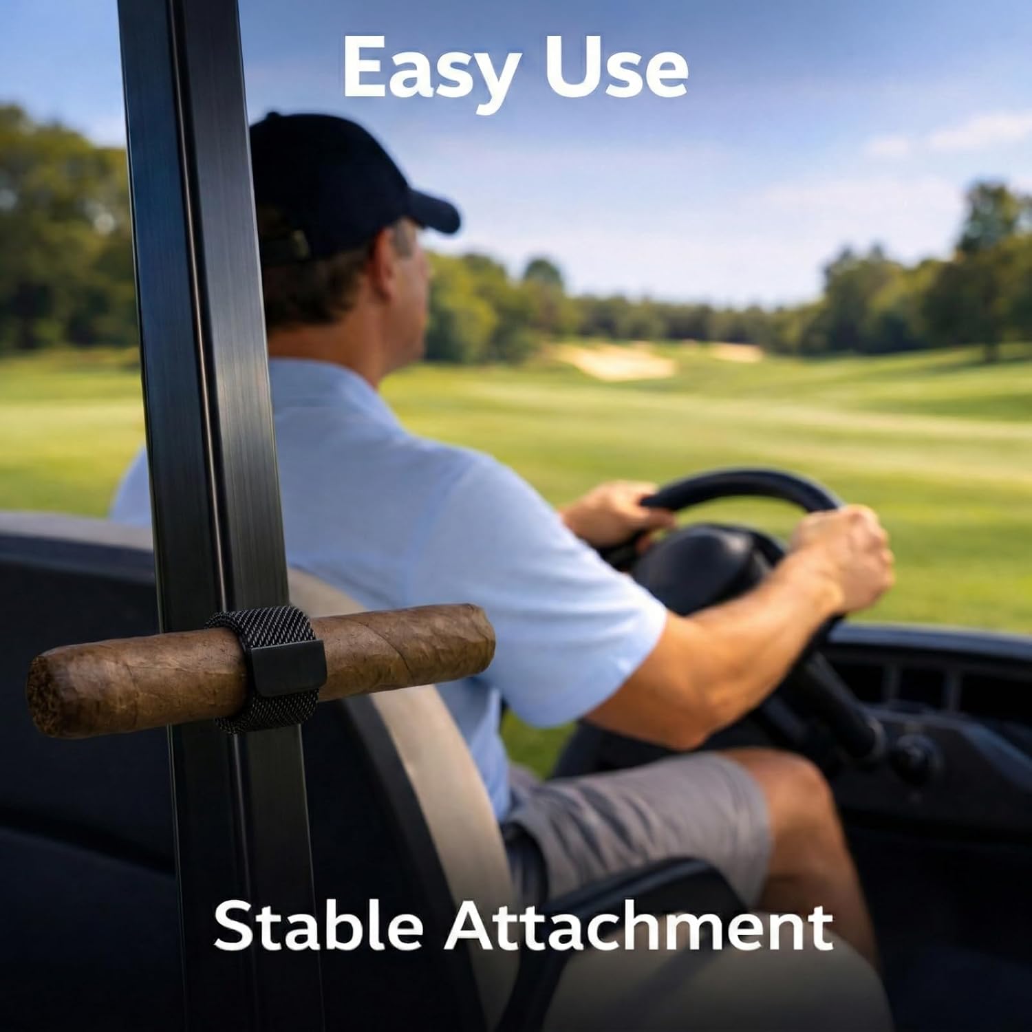 GODLVNIE Cigar Holder for Golf Cart, Magnetic Cigar Clip, Strong Magnetic Secure Hold, Stable Portable Clip On Design, Premium Durable Cigar Holder for Golf Bag and Outdoor Use（Black）