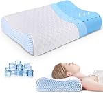 Oreiller cervical pour le cou et les épaules, oreiller en mousse à mémoire refroidissante pour dormir, oreiller de soutien cervical pour dormeurs sur le côté, le dos et le ventre, taille standard, oreiller mousse mémoire