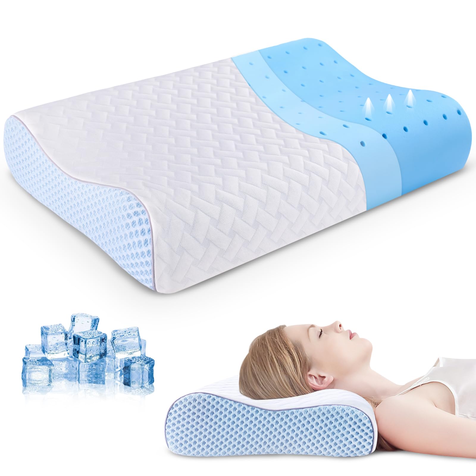 Neck Pillow for Neck and Shoulder — Cooling Memory Foam Pillow Bed Pillow for