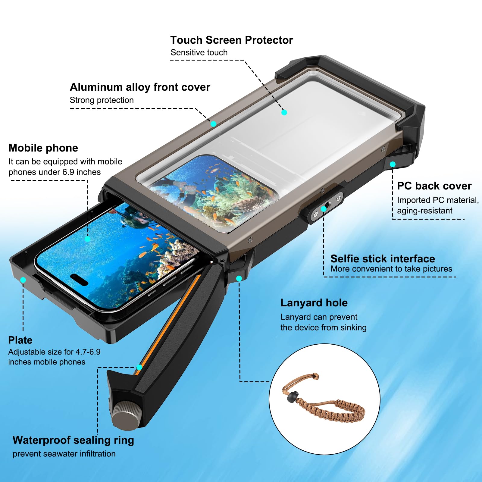 ShellBox Cover impermeabile per telefono Protezione subacquea fino a 30m Borsa impermeabile per telefono Borsa impermeabile per telefono Impermeabile per nuoto e bagno per iPhone 17 Pro 17 Air 17 Pro