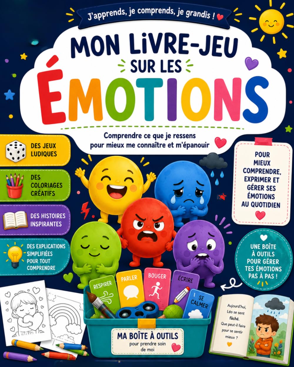 Mon Livre-Jeu des Émotions: Jeux, coloriages, histoires et outils pour aider les enfants à comprendre, exprimer et gérer leurs émotions au quotidien